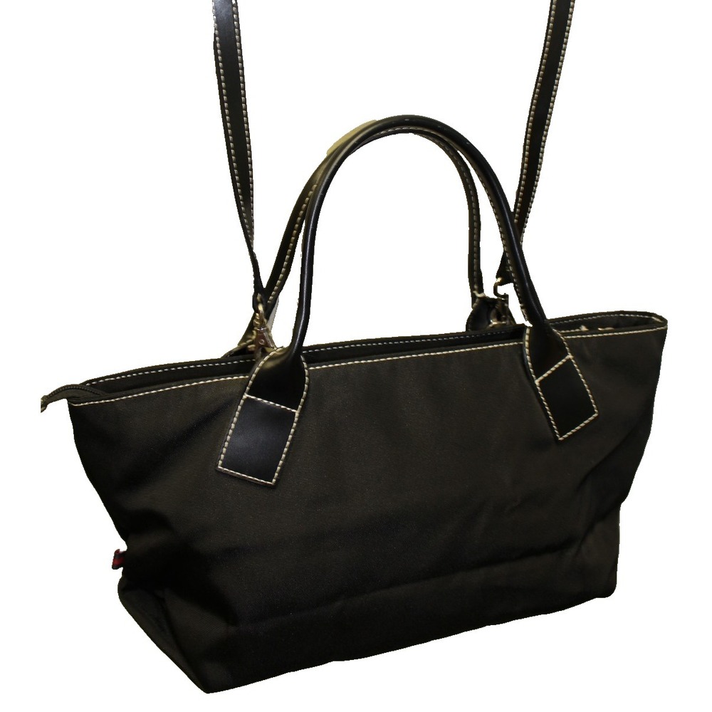 Vintage Tommy Hilfiger Women Canvas Bag Tote Black Medium 16x8x4" Zipper - Picture 5 of 9